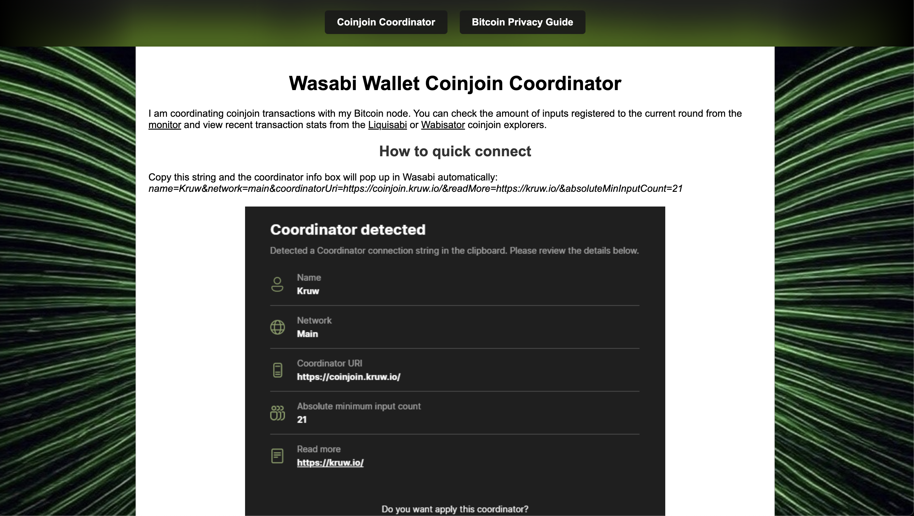 Kruw.io free coinjoin coordinator