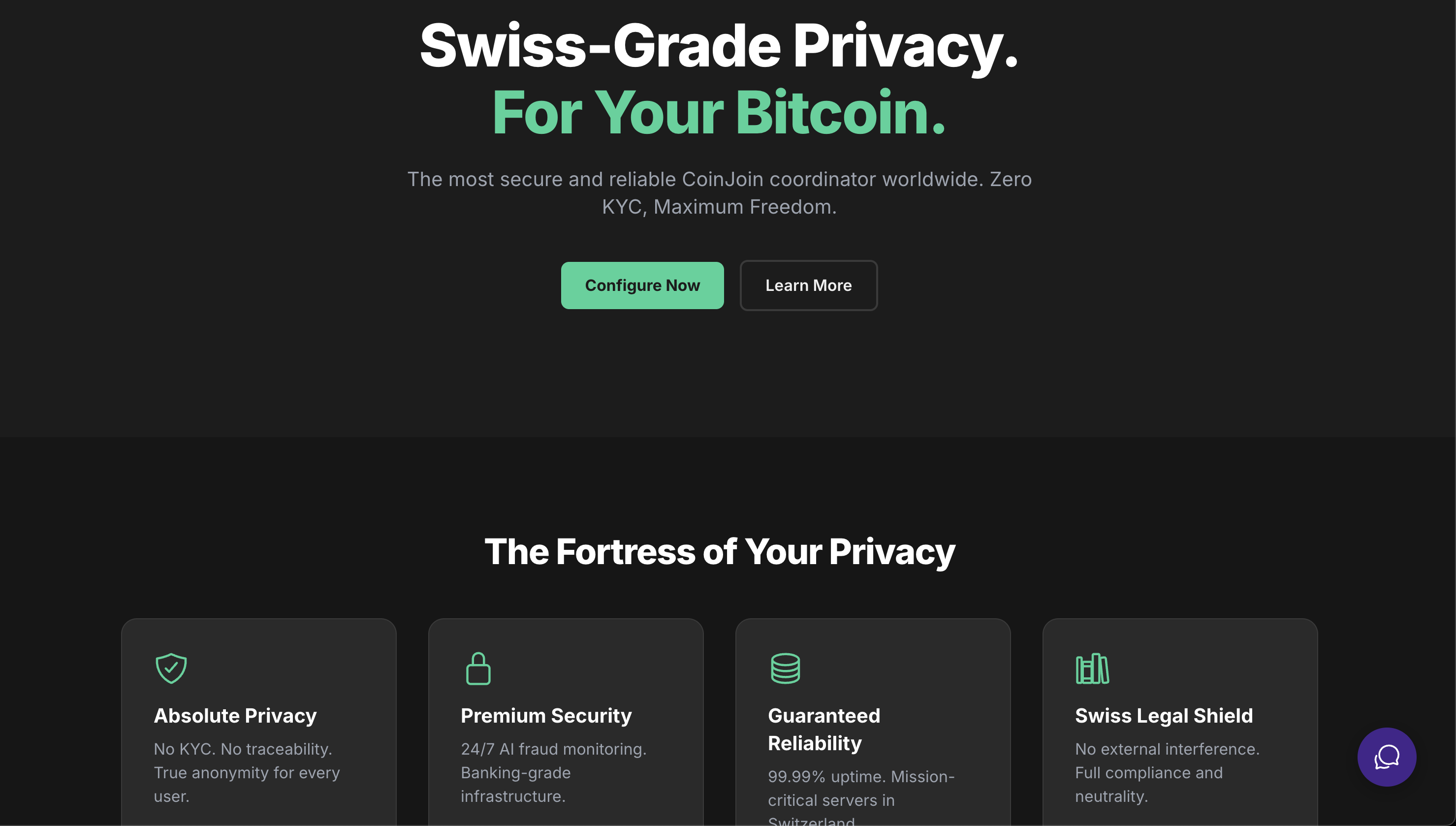 Screenshot of Swiss Coordinator - The best BTC Coinjoin service
